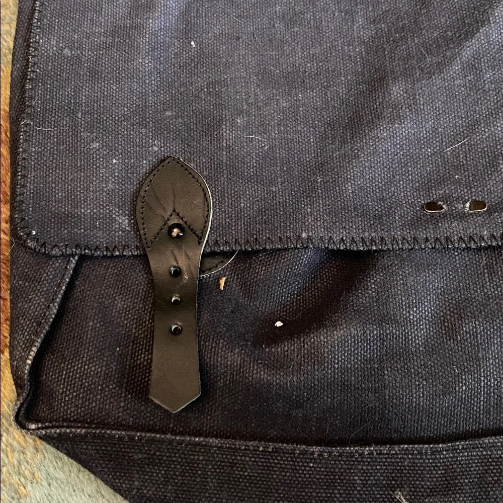 Blue canvas messenger bag